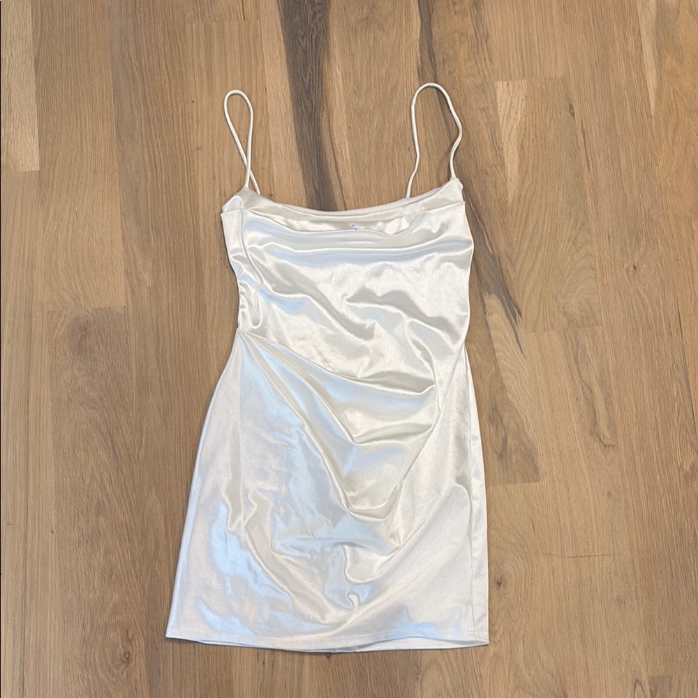 Elegant White Satin Slip Dress